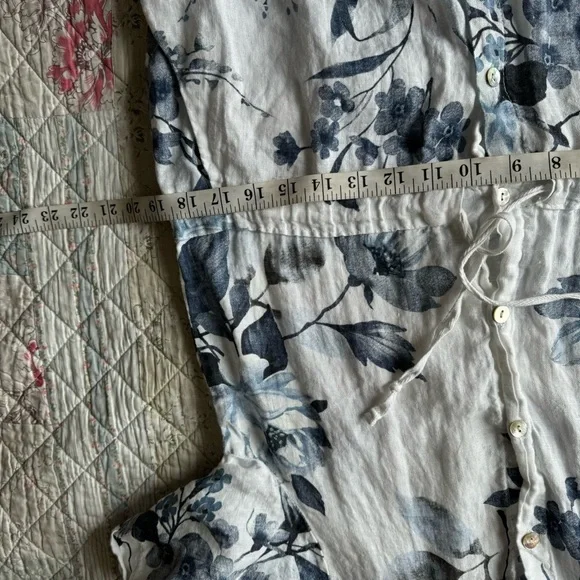 Lungo L'arno Linen Blue Floral Dress Size M With Pockets Midi Made in Italy - Picture 15 of 15
